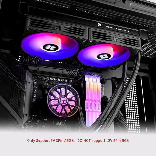 Alt view image 3 of 5 - Thermalrlght Aqua Elite 240 V6 ARGB Black Liquid CPU Cooler-240mm AIO,PWM Pump,for AM4/AM5, Intel LGA1851/1700,Direct Motherboard Connection