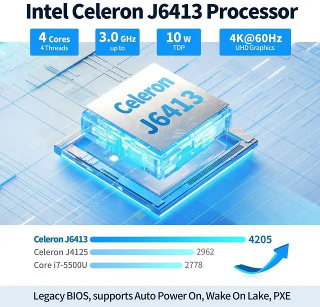 Alt view image 2 of 5 - Glovary Mini PC Firewall Quad Core J6413, 4 x i226V 2.5GbE LAN Micro OPNsense Appliance, 2 x NVMe Slot, 2 x SATA3.0, AES-NI, 2HD+USB-C 3 Display, 5USB Port, TF, DDR4 8GB RAM 128GB SSD