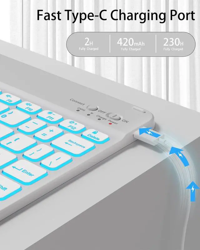 Alt view image 5 of 5 - SQBEBS Case with Keyboard for iPad Air 11 inch M3/M2 2025/2024, iPad Air 5th/4th Generation 10.9 inch, 7 Colors Backlit Detachable Bluetooth Keyboard, Stand Folio Cover with Pencil Holder, Gray