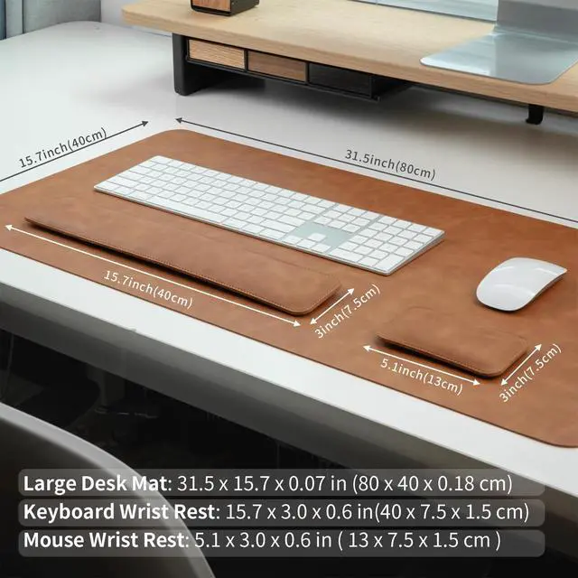 Alt view image 3 of 5 - RENMTURE Large Mouse Pad and Keyboard Wrist Rest, Desk Pad for Keyboard and Mouse, Large Gaming Mouse Pad with Wrist Support, Desk Mat for Work and Gaming (Brown)