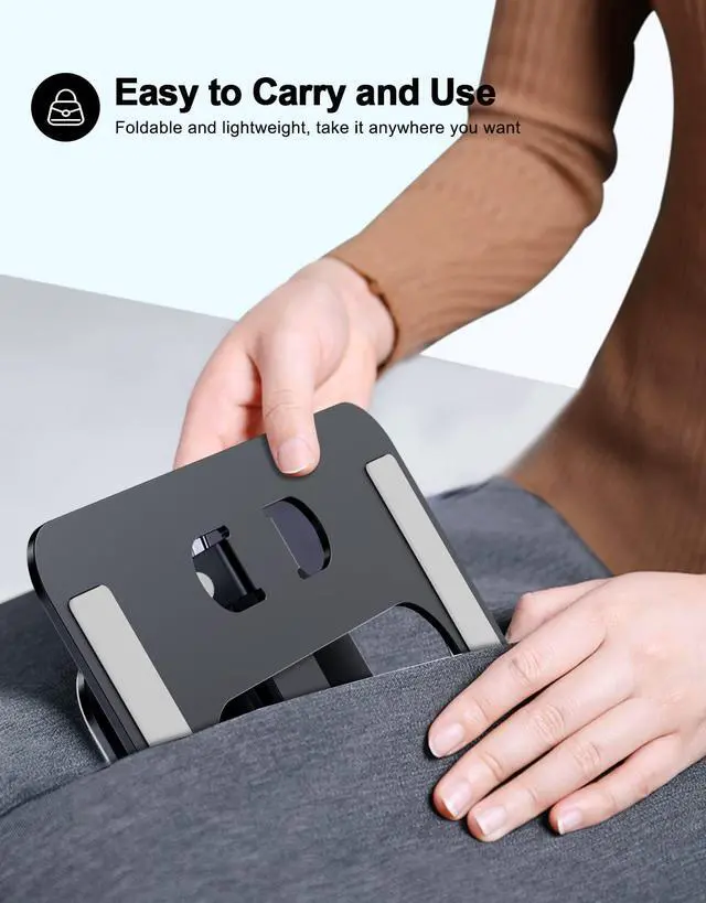 Alt view image 4 of 5 - RIWUCT Foldable Laptop Stand, Height Adjustable Ergonomic Computer Stand for Desk, Aluminum Portable Laptop Riser Holder Mount Compatible with MacBook Pro Air, HP, Dell 10-16" (Black)