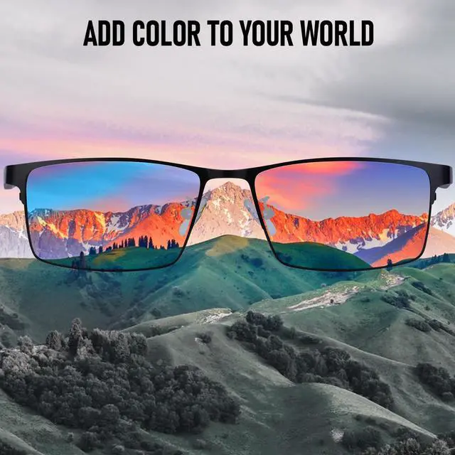 Alt view image 2 of 5 - Color Blind Glasses for Men, Color Vision Deficiency Correcting & Enhancing Glasses for Red Green Colour Blindness | Indoor/Outdoor Use, TR90 Frame