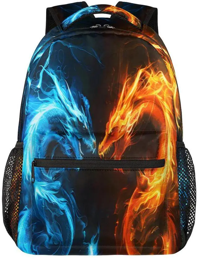 Alt view image 4 of 5 - Abstract Dragon Backpacks for Boys Girls Kids Fire Water Dragon Lightweight 16 Inch School Backpack Laptop College Bookbag Travel Casual Daypack Hiking Camping Computer Rucksack Medium