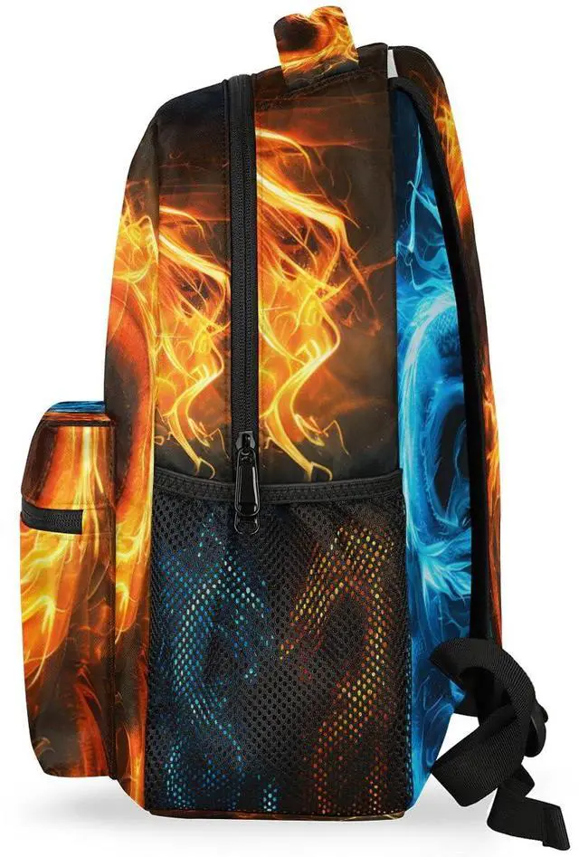 Alt view image 5 of 5 - Abstract Dragon Backpacks for Boys Girls Kids Fire Water Dragon Lightweight 16 Inch School Backpack Laptop College Bookbag Travel Casual Daypack Hiking Camping Computer Rucksack Medium