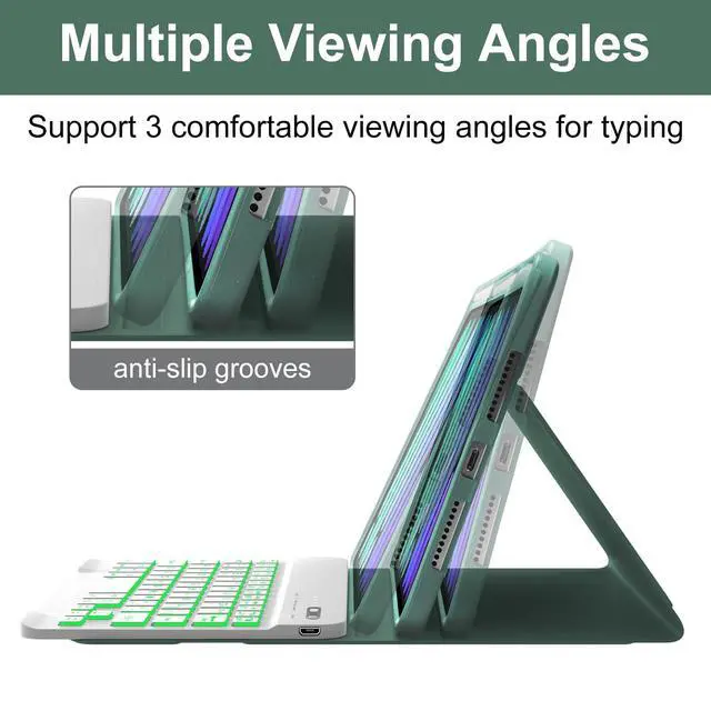 Alt view image 4 of 5 - WINCHKING Backlit Keyboard Case for iPad mini (A17 Pro) 7th Generation/Mini 6th Gen 8.3 Inch,7-Color Backlit,Detachable Wiress Keyboard Folio Case with Pencil Holder for iPad mini 7/6,Dark Green