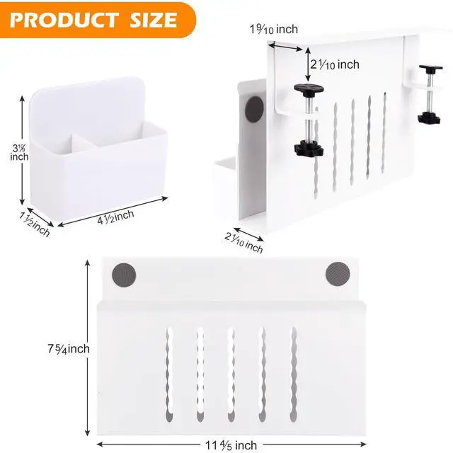 Alt view image 2 of 5 - CIBOTIES Desk Side Storage, Under Desk Laptop Mount, Table Side Hanging File Organizer, No Drill Clamp On Cable Management Tray, Laptop Holder with Magnetic Pen Holder for Office and Home
