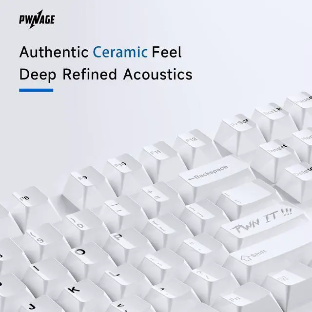 Alt view image 2 of 5 - Pwnage Ceramic Keycaps - 65 Percent, Full Set Elegant Key caps, Custom 70 Keys Cherry Profile for 65% Keys Cherry Gateron MX Hall Effect HE Mechanical Keyboards, White