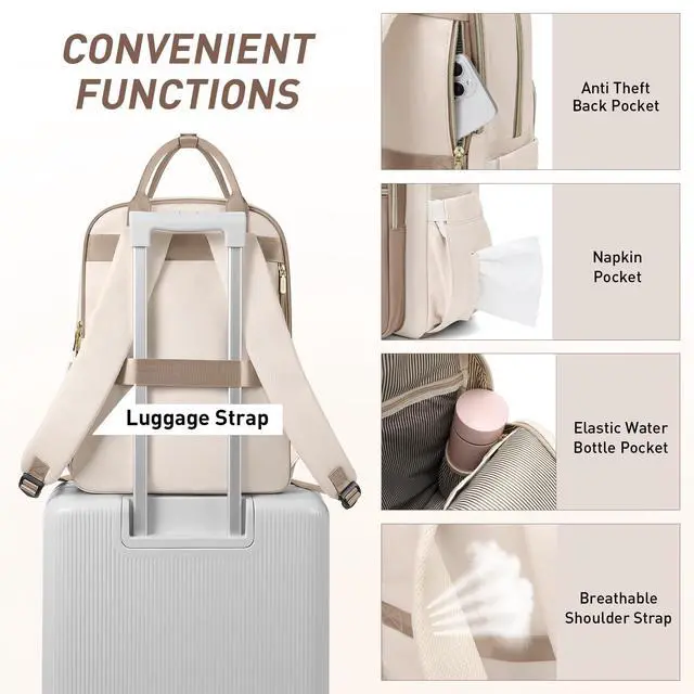 Alt view image 5 of 5 - VNINE Backpack for Women Work Bags: 15.6 inch Laptop Backpack Waterproof Backpacks Fashion Travel Bags Large Capacity Computer Bag for Doctor Nurse Business College Casual Daypacks