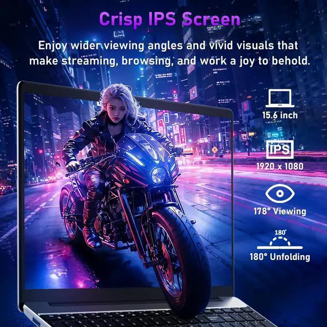 Alt view image 2 of 5 - 15.6'' Traditional Laptop Computer 16GB RAM 512GB SSD Ryzen 7 - 5700U (1.8GHz-4.3GHz) Backlit Keyboard, Fingerprint Reader, Dual-Band 5G WIFI, Win 11 Pro, USB 3.0*2/TYPE-C*1, Student/Business Notebook