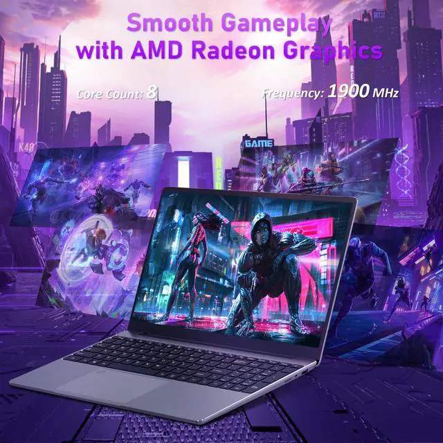 Alt view image 3 of 5 - 15.6'' Traditional Laptop Computer 16GB RAM 512GB SSD Ryzen 7 - 5700U (1.8GHz-4.3GHz) Backlit Keyboard, Fingerprint Reader, Dual-Band 5G WIFI, Win 11 Pro, USB 3.0*2/TYPE-C*1, Student/Business Notebook