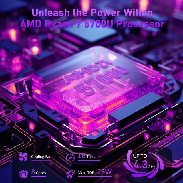 Alt view image 4 of 5 - 15.6'' Traditional Laptop Computer 16GB RAM 512GB SSD Ryzen 7 - 5700U (1.8GHz-4.3GHz) Backlit Keyboard, Fingerprint Reader, Dual-Band 5G WIFI, Win 11 Pro, USB 3.0*2/TYPE-C*1, Student/Business Notebook