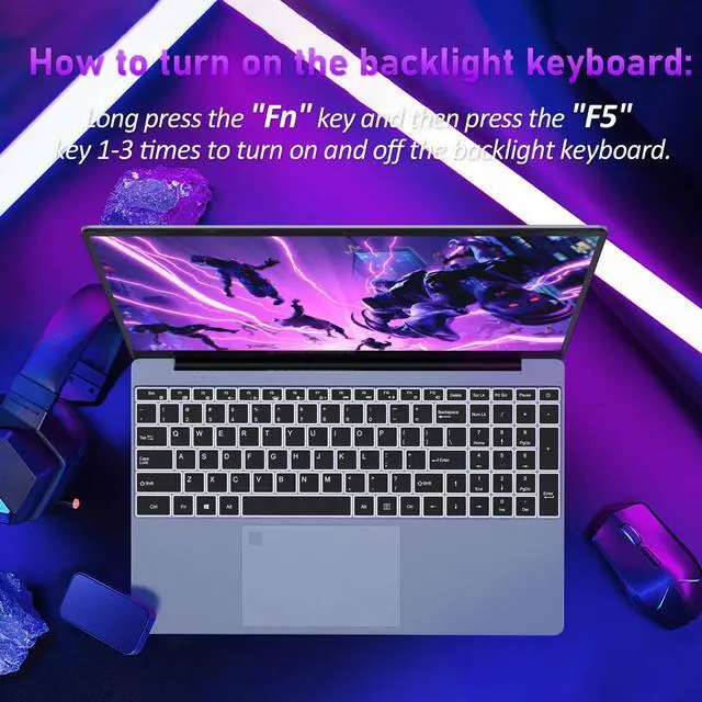 Alt view image 5 of 5 - 15.6'' Traditional Laptop Computer 16GB RAM 512GB SSD Ryzen 7 - 5700U (1.8GHz-4.3GHz) Backlit Keyboard, Fingerprint Reader, Dual-Band 5G WIFI, Win 11 Pro, USB 3.0*2/TYPE-C*1, Student/Business Notebook