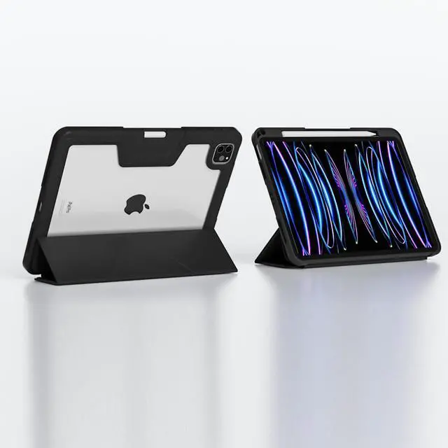 Alt view image 2 of 5 - iPad Protective case (Sea Blue, iPad Pro 11-Inch 5th Gens 2024M4) Anti-Fall, Anti-Shock, Anti-Slip Transparent Back Shell Automatic Wake-up Pencil Pen Holder Will not Turn Yellow After Long use