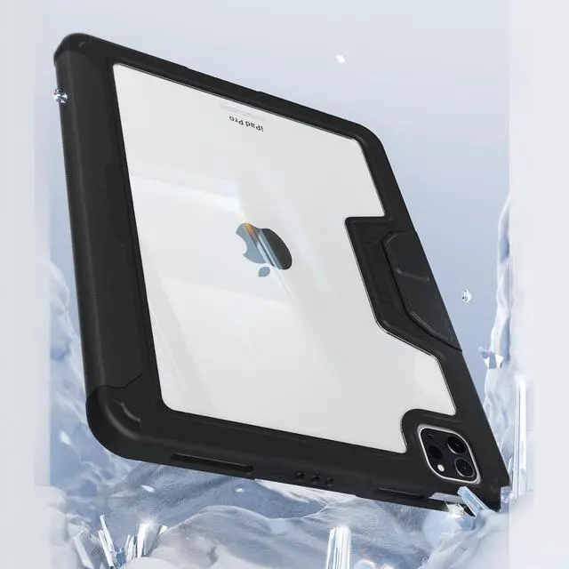 Alt view image 5 of 5 - iPad Protective case (Sea Blue, iPad Pro 11-Inch 5th Gens 2024M4) Anti-Fall, Anti-Shock, Anti-Slip Transparent Back Shell Automatic Wake-up Pencil Pen Holder Will not Turn Yellow After Long use