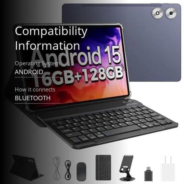 Alt view image 3 of 5 - 2025 Android 16 Tablet with Keyboard, 20GB+128GB 11 Inch Octa-Core 2-in-1 Tablets Dual Camera 8+13 MP, 5G/2.4G WiFi, 8800mAh, BT5.0, GMS Certified, with Mouse, Case, Stylus, (Gray)