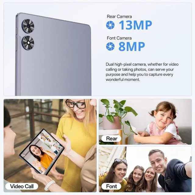 Alt view image 5 of 5 - 2025 Android 16 Tablet with Keyboard, 20GB+128GB 11 Inch Octa-Core 2-in-1 Tablets Dual Camera 8+13 MP, 5G/2.4G WiFi, 8800mAh, BT5.0, GMS Certified, with Mouse, Case, Stylus, (Gray)