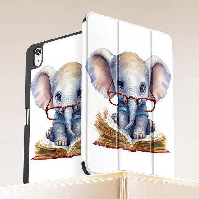 Alt view image 4 of 5 - Mektron Case for iPad (A16) 11th Generation 11-inch 2025 Fit iPad 10th Gen 10.9 inch 2022, Tablet Cover with Trifold Stand + Pencil Holder + Auto Wake/Sleep + TPU Back Cover, Cute Elephant C341