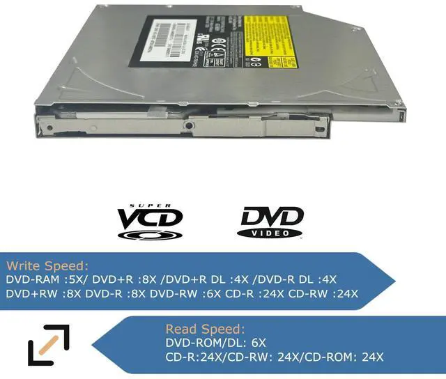 Alt view image 2 of 5 - JOYIN-BURN 12.7mm SATA Slot Load New 8X DVD DL Superdrive 678-0587F Slot Load AD-5680H GA32N SATA for Apple iMac Mac Mini