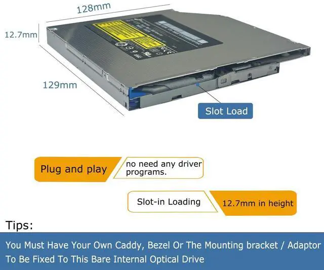 Alt view image 5 of 5 - JOYIN-BURN 12.7mm SATA Slot Load New 8X DVD DL Superdrive 678-0587F Slot Load AD-5680H GA32N SATA for Apple iMac Mac Mini