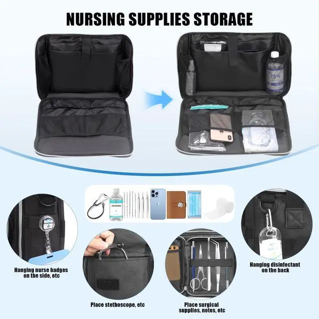 Alt view image 4 of 5 - Professional Tote for Women 14" Laptop Bag - Teacher Nurse Work Bag Lay-Flat, Office College Commuting, Craft Organizer Bag (Black, Medium)