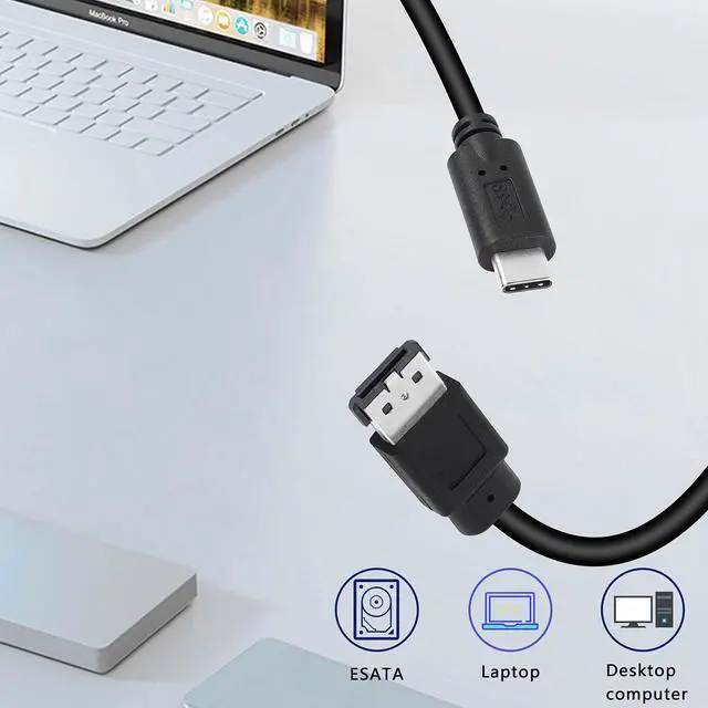 Alt view image 4 of 5 - XMSJSIY USB-C Type-C to eSATA Adapter Cable 5Gbps USB C to Power eSATA Converter Cable 5V for HDD/SSD/ODD Laptop PC - 3 ft/1M