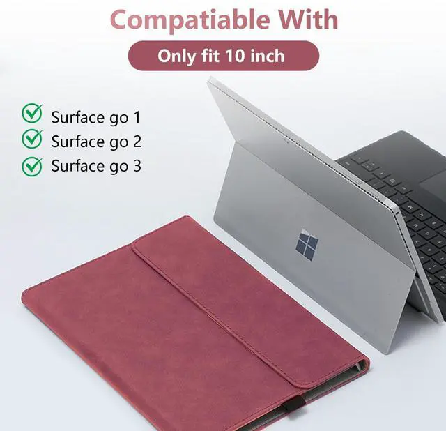 Alt view image 2 of 5 - Protective Case for 10-inch Microsoft Surface Go 3/2/1, Multiple Angle Viewing, Slim Lightweight Cover, Stylus Holder, Light Heat Dissation, Compatible with Type Cover Keyboard, Red