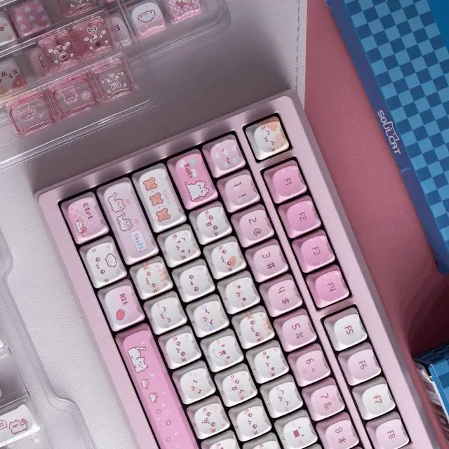 Alt view image 4 of 5 - Mao Height Cat Shape Theme keycaps PBT keycaps Customized keycap Set Suitable for 61/87/104/108 Cherry MX Switch and Other Mechanical Keyboards 141PBT+25PC (Pixel Meow)