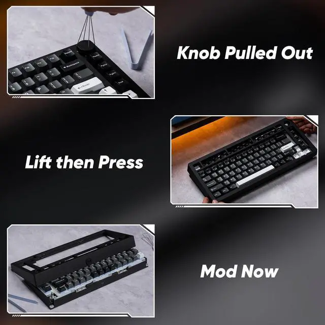 Alt view image 2 of 5 - MONSGEEK M1 V5 Aluminum Mechanical Keyboard 75% Quick Release Gaming Keyboard Black & Silver with Knob 8000 mAh RGB Hot-swappable Pre-lubed Cilantro Switch