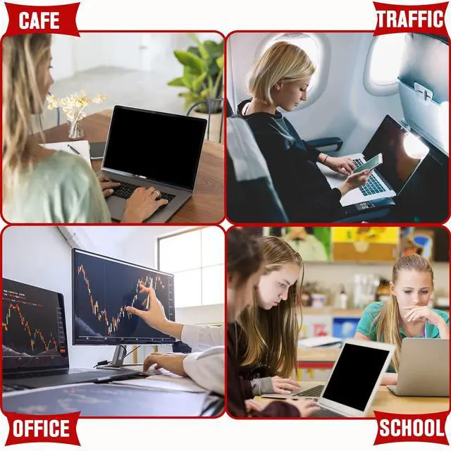 Alt view image 5 of 5 - ZYY 2 Pack Computer Monitor Privacy Screens, 23.8" for 16:9 AR, Removable Anti-Glare & Privacy Filters, UV Shield & Anti-Scratch Film