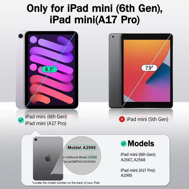 Alt view image 2 of 5 - Tuiklol Clear Case for iPad mini 7 (A17 Pro 7th Gen) 2024 / iPad mini 6 (6th Gen) 2021 8.3 Inch,Built-in Pencil Holder Slim Transparent Back Shell Cover Auto Wake/Sleep, Strawberry Cherry Purple