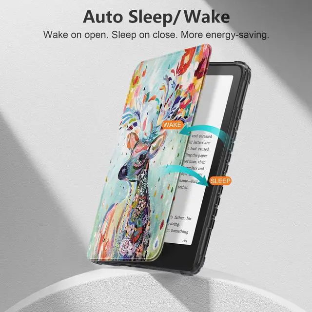 Alt view image 5 of 5 - Kindle Paperwhite Case 12th Generation 2024 - Slim Lightweight 7 Inch Book Cover with Auto Sleep/Wake | Protective Folio for Kindle Paperwhite 12th Gen,Deer