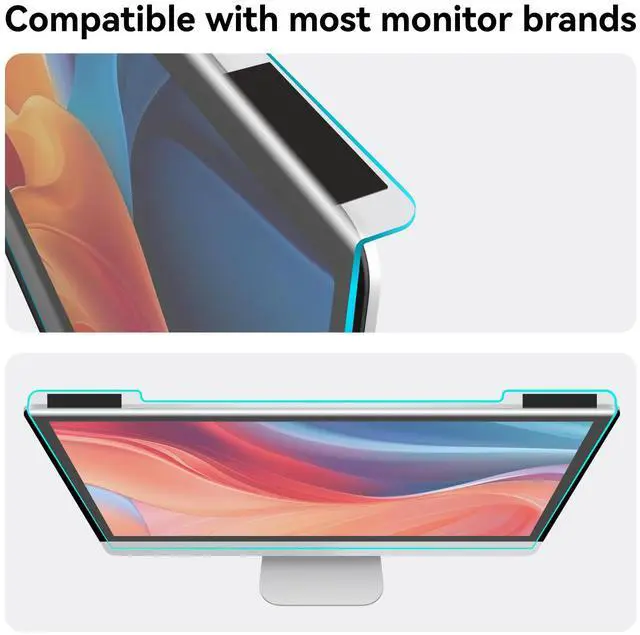Alt view image 4 of 5 - MOSISO 23-24 inch Computer Blue Light Blocking Screen Protector for Diagonal 23,23.6,23.8,24 inch Monitor, Anti-UV Eye Protection Frame Hanging Type Computer Screen Blue Light Blocker Filter Film