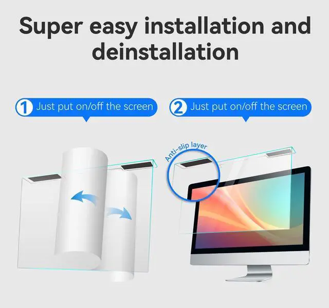 Alt view image 5 of 5 - MOSISO 23-24 inch Computer Blue Light Blocking Screen Protector for Diagonal 23,23.6,23.8,24 inch Monitor, Anti-UV Eye Protection Frame Hanging Type Computer Screen Blue Light Blocker Filter Film