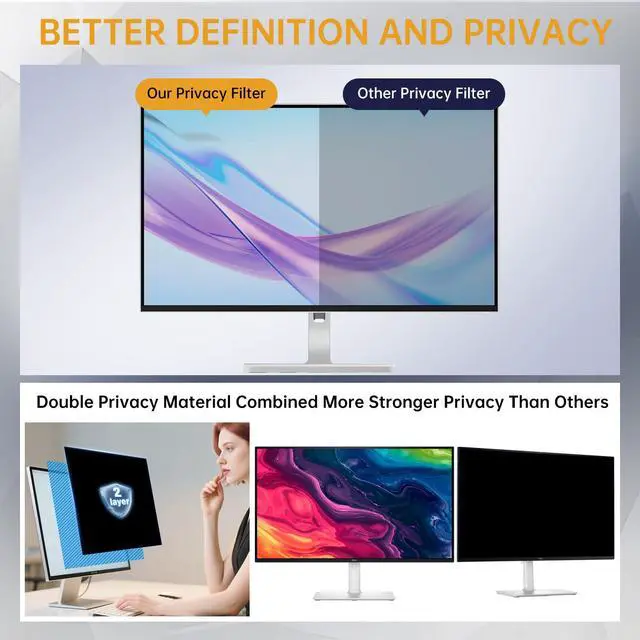 Alt view image 3 of 5 - [2 Pack] 27 Inch Computer Screen for 16:9 Aspect Ratio Monitor, Computer Monitor Privacy Filter, Privacy Shield and Anti-Glare Protector