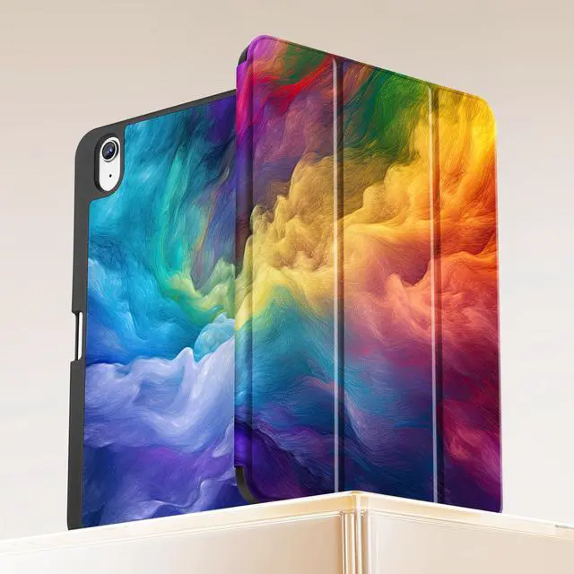 Alt view image 4 of 5 - Mektron Case for iPad (A16) 11th Generation 11-inch 2025 Fit iPad 10th Gen 10.9 inch 2022, Tablet Cover with Trifold Stand + Pencil Holder + Auto Wake/Sleep + TPU Back Cover, Rainbow Cosmic