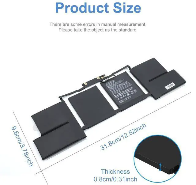 Alt view image 2 of 5 - BrillanteVolt A1820 A1707 Battery for MacBook Pro 15" (Late 2016, Mid 2017) Touch Bar EMC 3072 EMC 3162 MLH32 MLH42 MLW72 MLW82 MPTR2 MPTT2 MLH52 MLW92 MPTU2 MPTV2 MPTW2 MPTX2