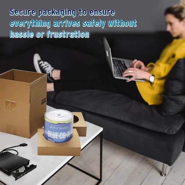 Alt view image 4 of 5 - Optical Quantum Blue AZO CD-R 700MB 52X Recordable Media Disc for Data and Music 100pk Spindle Frustration Free Box