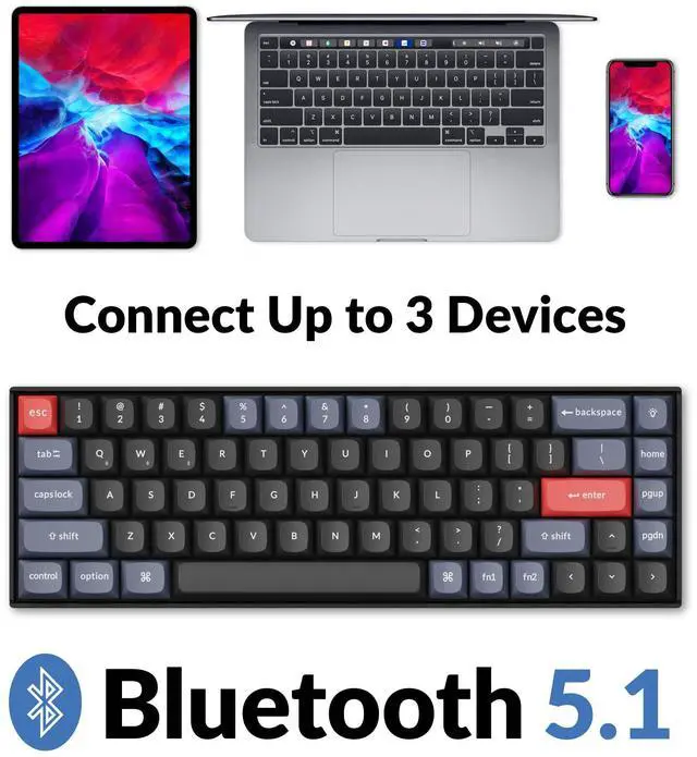 Alt view image 3 of 5 - Keychron K6 Pro Wireless Custom Mechanical Keyboard, QMK/Launcher Programmable Macro, Hot-Swappable Keychron K Pro Brown Switch, 65% Layout White Backlit Office Keyboard for Mac Windows Linux