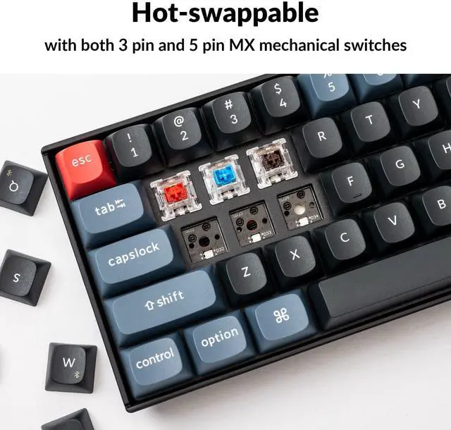 Alt view image 4 of 5 - Keychron K6 Pro Wireless Custom Mechanical Keyboard, QMK/Launcher Programmable Macro, Hot-Swappable Keychron K Pro Brown Switch, 65% Layout White Backlit Office Keyboard for Mac Windows Linux