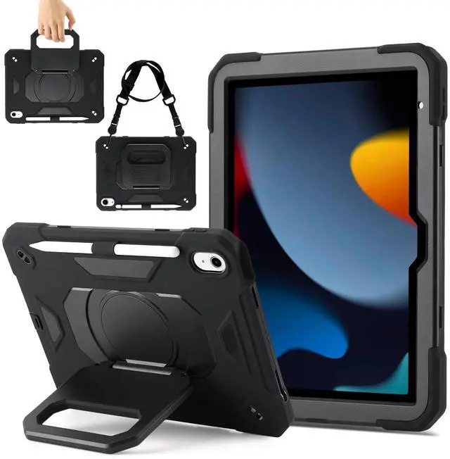 Main image of Case for iPad 11th (A16) 11" 2025, iPad 10th Generation 10.9" 2022,Military Grade Shockproof iPad Case Built-in 360° Rotating Stand/Pen Slot/Shoulder Strap, for iPad 11th Gen/10th Gen (Black)