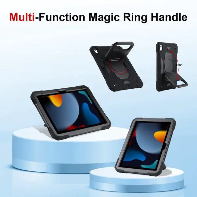 Alt view image 5 of 5 - Case for iPad 11th (A16) 11" 2025, iPad 10th Generation 10.9" 2022,Military Grade Shockproof iPad Case Built-in 360° Rotating Stand/Pen Slot/Shoulder Strap, for iPad 11th Gen/10th Gen (Black)