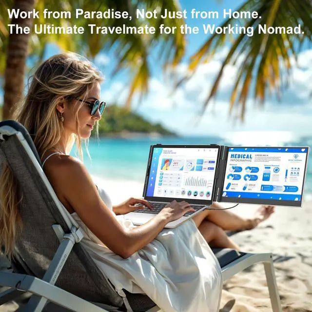 Alt view image 5 of 5 - Teamgee Laptop Screen Extender, 14" FHD 1080P Portable Monitor, Ultra-Thin & Lightweight Second Display for Travel, Work, and Gaming, Plug & Play for Mac/Windows/Android/Dex