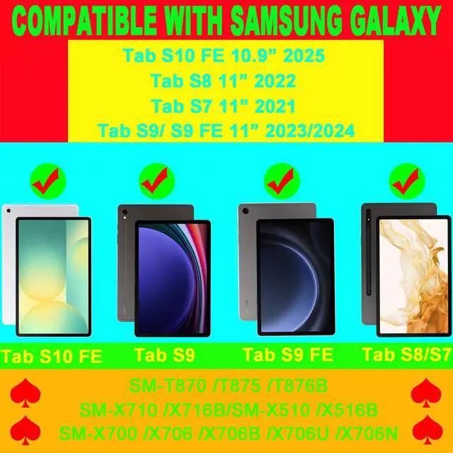 Alt view image 2 of 5 - Keyboard Case for Samsung Galaxy Tab S10 FE / S10 Lite 10.9 Inches, S7/ S8/ S9/ S9 FE 11" Smart Backlit Case Keyboard with Pen Holder (Black)