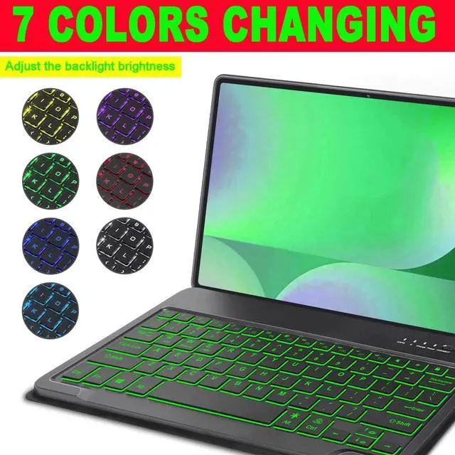 Alt view image 3 of 5 - Keyboard Case for Samsung Galaxy Tab S10 FE / S10 Lite 10.9 Inches, S7/ S8/ S9/ S9 FE 11" Smart Backlit Case Keyboard with Pen Holder (Black)