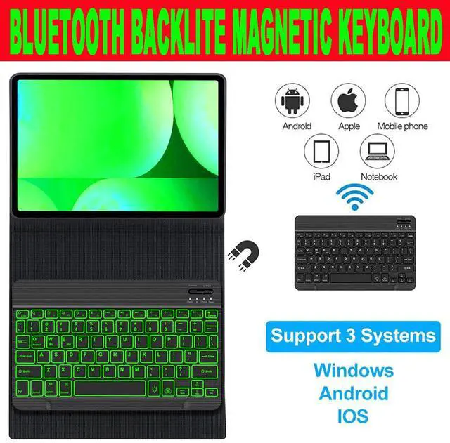 Alt view image 4 of 5 - Keyboard Case for Samsung Galaxy Tab S10 FE / S10 Lite 10.9 Inches, S7/ S8/ S9/ S9 FE 11" Smart Backlit Case Keyboard with Pen Holder (Black)
