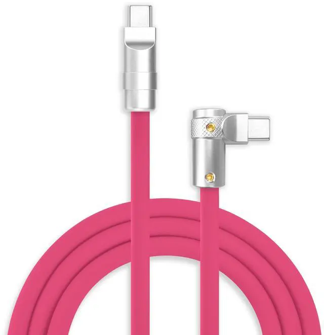 Main image of chubbycable FlexElbow 90 Degree 240W Fast Charging Cable Right Angle USB C Cable Silicone Charging Cord Compatible with iPhone 17-15 Series iPad, Rose Red, Type-C to Type-C, 19.6FT