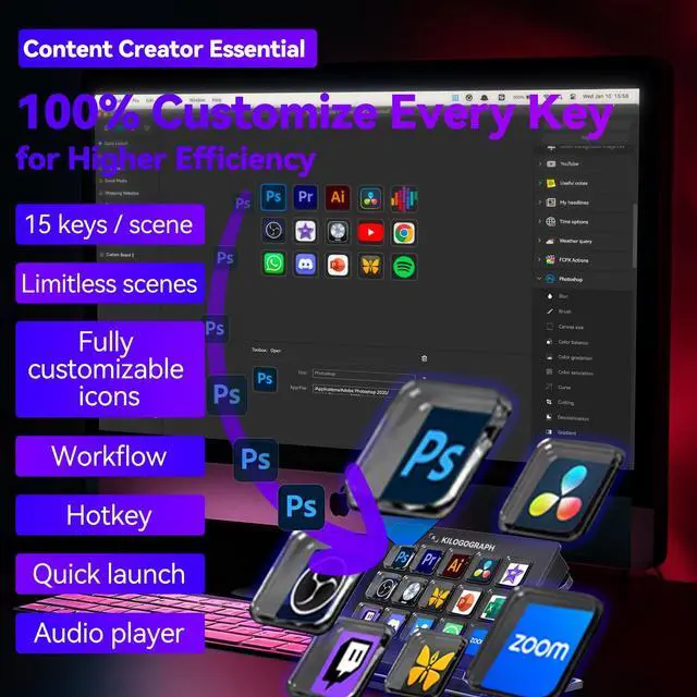 Alt view image 2 of 5 - KILOGOGRAPH Stream Dock - Steamdeck for PC, Mirabox Streaming Controller for Content Creators Gamers, Programmable Macro Gaming Keyboard, Live Streaming Gaming Setup, OBS YouTube Photoshop Twitch