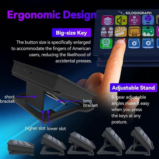 Alt view image 4 of 5 - KILOGOGRAPH Stream Dock - Steamdeck for PC, Mirabox Streaming Controller for Content Creators Gamers, Programmable Macro Gaming Keyboard, Live Streaming Gaming Setup, OBS YouTube Photoshop Twitch
