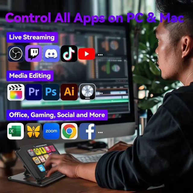 Alt view image 5 of 5 - KILOGOGRAPH Stream Dock - Steamdeck for PC, Mirabox Streaming Controller for Content Creators Gamers, Programmable Macro Gaming Keyboard, Live Streaming Gaming Setup, OBS YouTube Photoshop Twitch