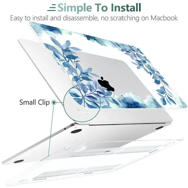 Alt view image 3 of 5 - TWOLSKOO for M4 MacBook Air 13.6 inch Case 2025-2022 Release M4 A3240 M3 A3113 M2 A2681, Plastic Hard Shell & Screen Protector & Keyboard Cover & Trackpad Film, Blue Floral